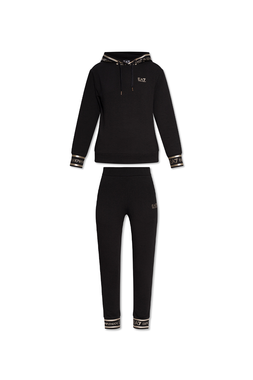 Black Hoodie sweatpants set EA7 Emporio Armani IetpShops India